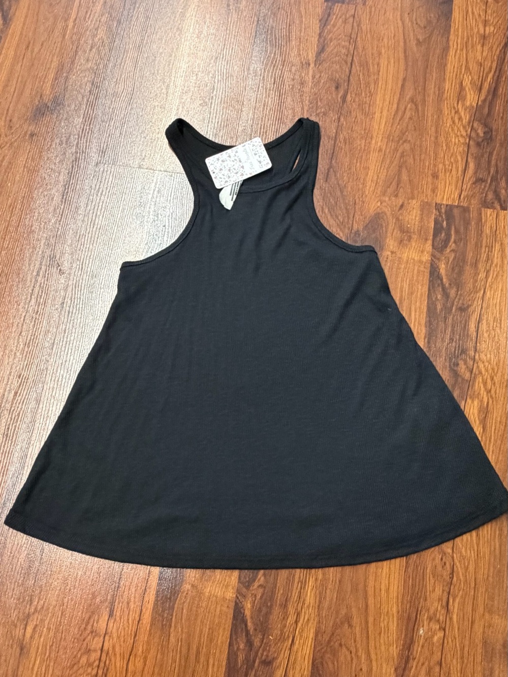 Free People Black Ribbed Flared Racerback Tank - Picture 4 of 5